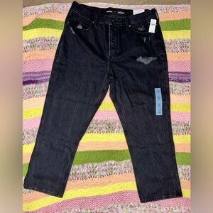 NWT Old Navy Black High Rise Slouchy Crop Jeans Size 12